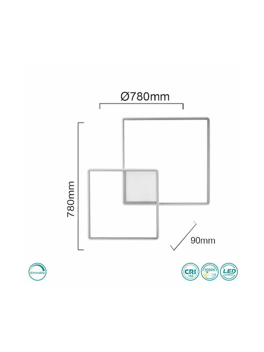 Ondaluce Pl.Dowel/Gr-Silver Modern Lamp Wall with Integrated LED and Warm White Light Silver 78x7x7cm