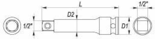 Yato Pneumatic Ratchet Extension 1/2" 125mm