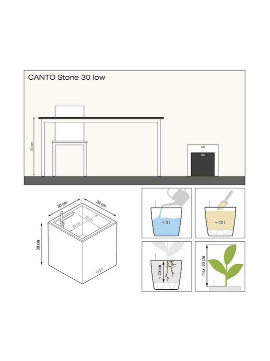 Lechuza Canto Stone Auto-udare Ghiveci Plastic 14x14x13.5cm.