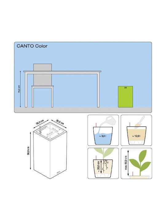 Lechuza Canto Stone High Self-watering Pot Plastic 30x30x56cm.