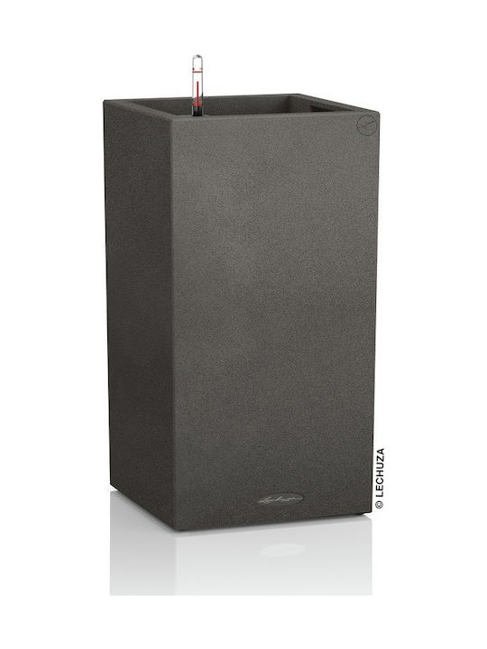 Lechuza Canto Stone High Graphite Black Auto-udare Ghiveci Plastic 30x30x56cm.