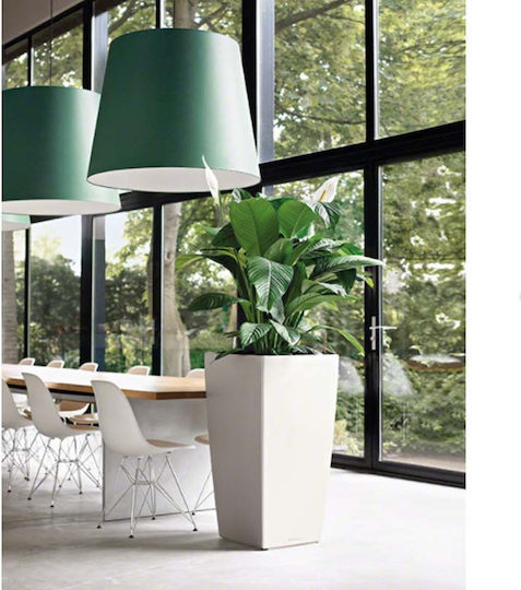 Lechuza Cubico Premium Αυτοποτιζόμενη Γλάστρα Πλαστική White High-Gloss 29.5x29.5x56.5εκ.