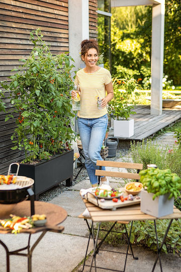 Lechuza Trio Stone Self-watering Planter Box Plastic Black 100x29.5x34cm.