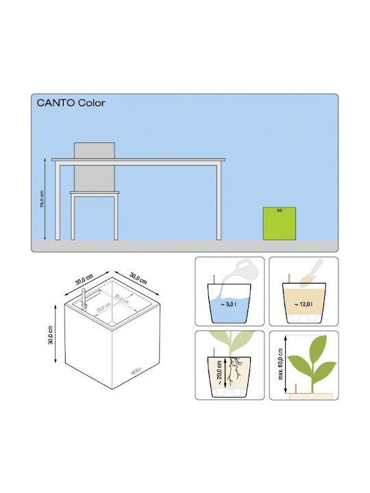 Lechuza Canto Stone Auto-udare Ghiveci Plastic 30x30x30cm.