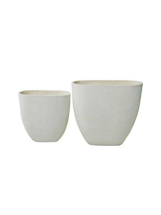 Woodwell Flower Pot 14 Set 2 σε χρώμα Milk White