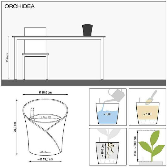 Lechuza Orchidea Self-watering Pot Plastic 18x18x20cm.