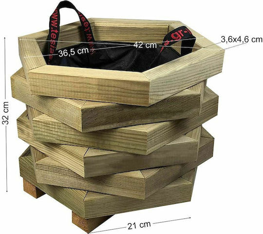Tesias Planter Dodecagonal with Closed Corners Pot Wooden 42x32cm.