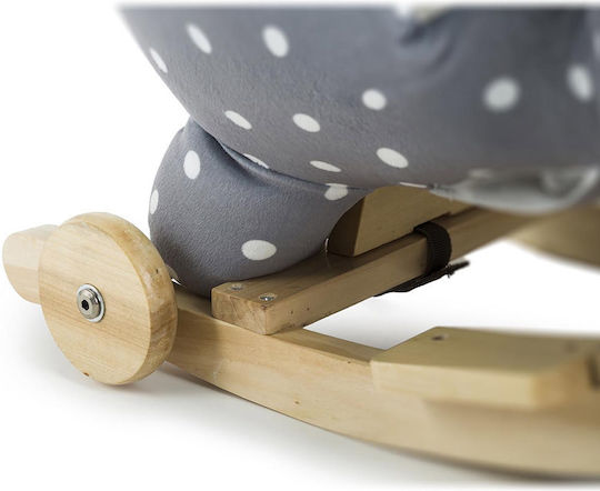 Kinderkraft Fabric Rocking Toy Horse for 12+ months with Sounds & Wheels with Max Load Capacity 30kg Gray
