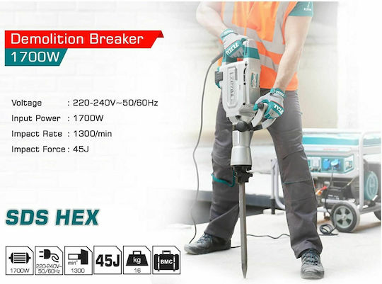 Total TH215456 Impact Demolitionist Electric 1700W with Chuck HEX TH215456