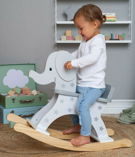 Jabadabado Schaukelspielzeug Elefant für 12++ Monate für ein Gewicht bis zu 30kg Weiß