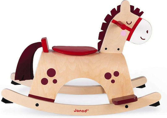 Janod Wooden Rocking Toy Horse for 12+ months Beige