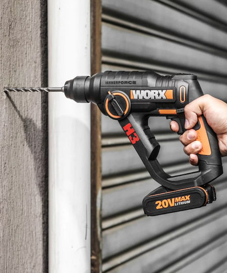 Worx WX390.1 Impact Demolition Hammer Battery 20V 2x2Ah with Chuck SDS Plus / Quick WX390.1