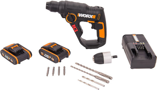Worx WX390.1 Impact Demolition Hammer Battery 20V 2x2Ah with Chuck SDS Plus / Quick WX390.1