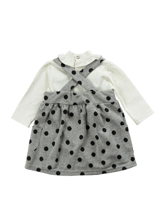 Babylon Kids Dress Set with Blouse Polka Dot Long Sleeve Gray