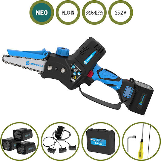 Campagnola T-Fox Pruning Battery Chainsaw 2x4.2Ah Brushless 21.6V 1.27kg with Blade 10cm