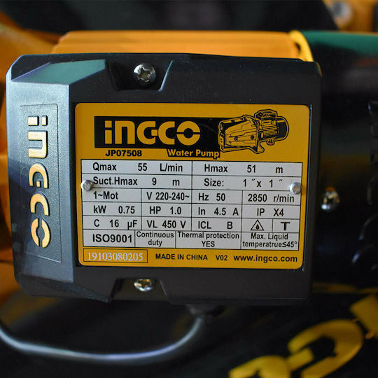 Ingco Electric Surface Water Pump with Automatic Suction 1hp