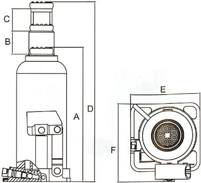 Express Hydraulisch Flaschenheber mit einer Hubhöhe von bis zu 36.4cm und einer Traglast von bis zu 5 Tonnen