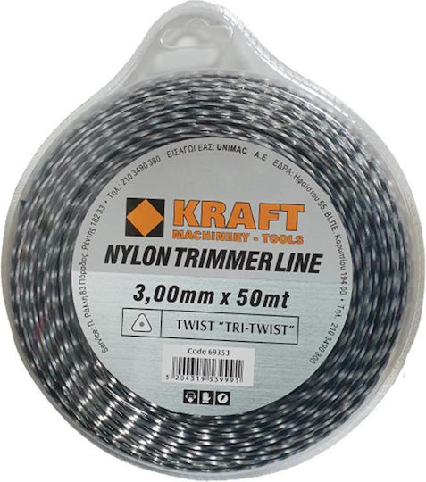 Kraft Tri Twist Mähfaden Drehung Länge 50m und Dicke 3mm