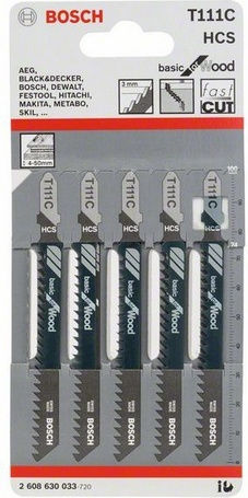 Bosch T111C Jig Saw Blade for Wood 100mm Basic for Wood 2608630033