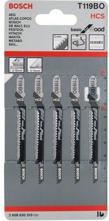 Bosch T119BO Λάμες Basic for Wood για Ξύλο 83mm 5τμχ