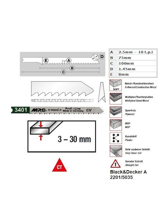 MP.S 3401 Λάμα για Ξύλο 75mm