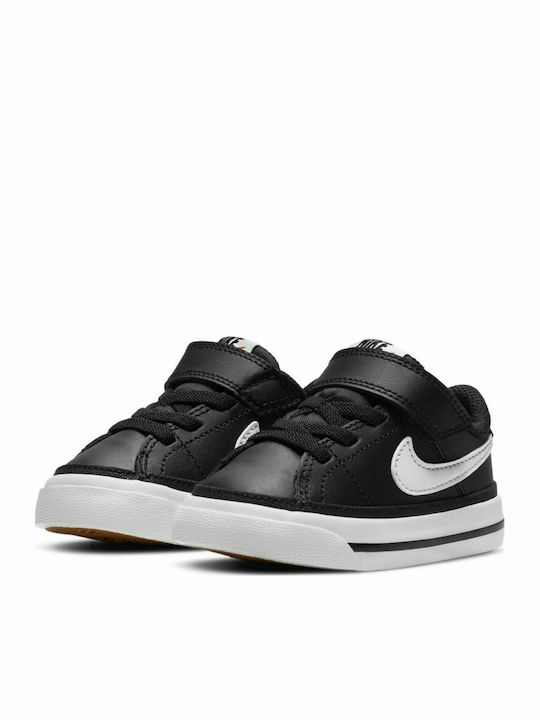 Court Legacy Kids Sneakers with Hoop & Loop Closure Black / Gum Light Brown / White