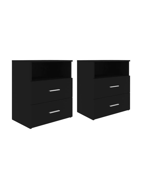 Wooden Bedside Tables 2pcs Black 50x32x60cm