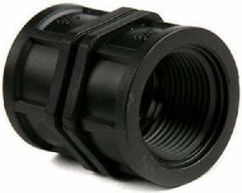 Palaplast 4351/0707 Μούφα με Θηλυκό-Θηλυκό Σπείρωμα 63.5x50.8x63.5mm Μαύρο