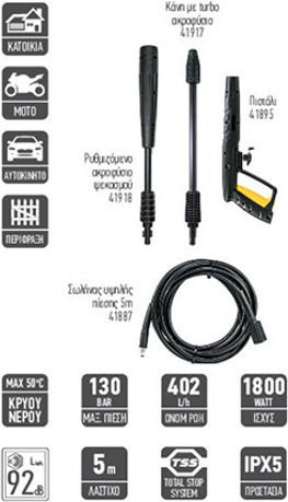 FFG HPW 130 Easy Pressure Washer Electric 1800W with Pressure 130bar