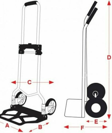 Express Transport-Wagen Folding for Load Weight up to 90kg in Schwarz Color