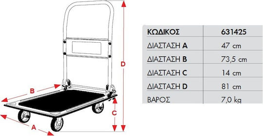 Express Platform Trolley Foldable for Weight Load up to 150kg Blue