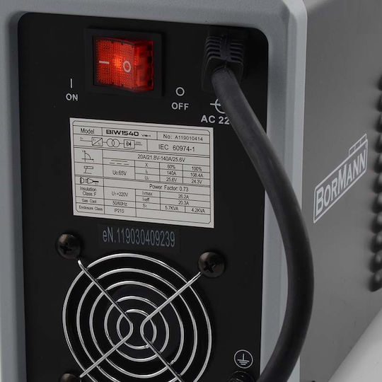 Bormann BIW1540 Ηλεκτροκόλληση Inverter MMA με Μέγιστο Ρεύμα Συγκόλλησης 140A και Κύκλο Εργασίας 60%