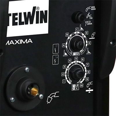 Telwin Maxima 270 Schweißmaschine Wechselrichter MAG / MIG / WIG / MMA mit maximalem Schweißstrom 250A und Einschaltdauer 20%
