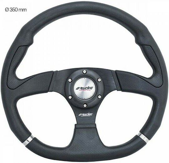 Simoni Racing Τιμόνι Αυτοκινήτου Τριάκτινο με Διάμετρο 35cm Ασημί/Μαύρο