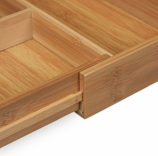 Relaxdays Drawer Cutlery Tray Opening Wooden 55x44.5x5cm Brown