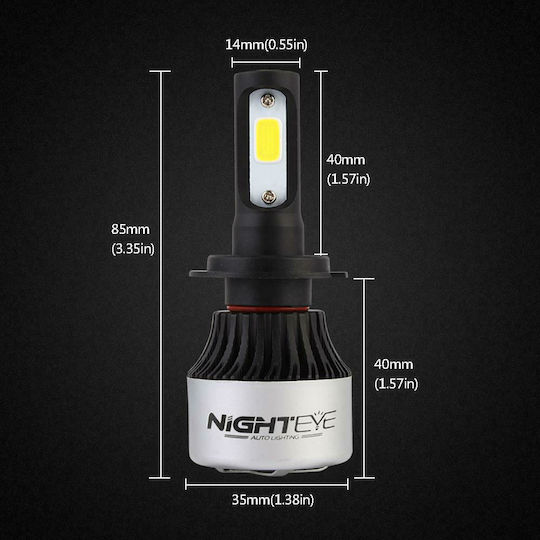 Nighteye Lamps Car A315 S2 H7 LED 6500K Cold White 9-32V 36W 2pcs