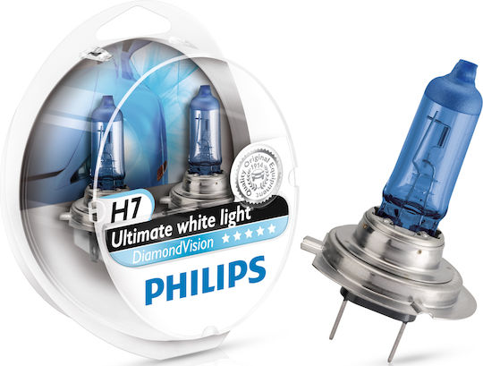 Philips Lămpi Autoturismului Diamond Vision H7 Halogen 5000K Alb rece 12V 55W 2buc