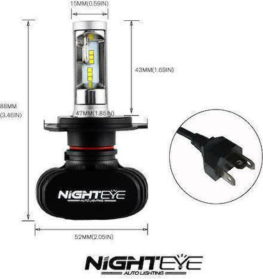 NovSight Lampen Auto Eco H4 Canbus LED 6500K Kaltes Weiß 12-24V 25W 2Stück