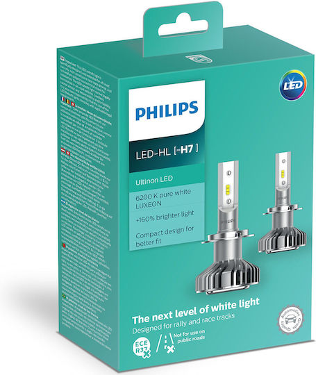 Philips Lamps Car Ultinon LED H7 LED 6200K Cold White 12V 14W 2pcs