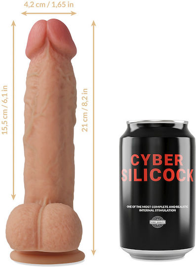 Cyber Silicock Cyber Silicock Ultra Realistic Soft Liquid Silicone Ρεαλιστικό Dildo με Όρχεις και Βεντούζα Flesh 21cm