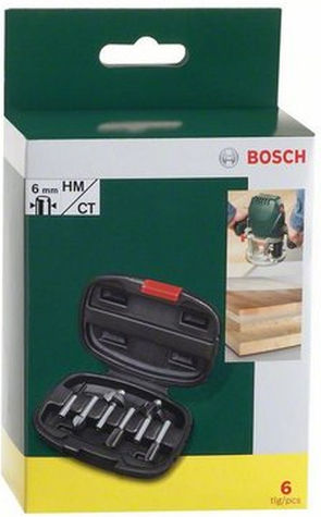 Bosch Комплект Копачки Аксесоари Инструменти за Оформяне на Наковалня на Дърво и Пластмаса 6 мм с Лагери 6 Бройки
