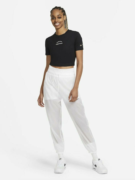 Women's Athletic Crop Top Short Sleeve Black