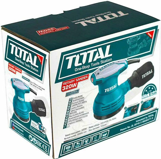 Total Έκκεντρο Τριβείο Χούφτας 125mm Ρεύματος 320W με Σύστημα Αναρρόφησης