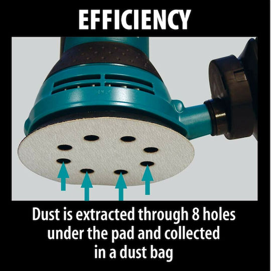Makita Electric Eccentric Sander 123mm Electric 300W with Suction System