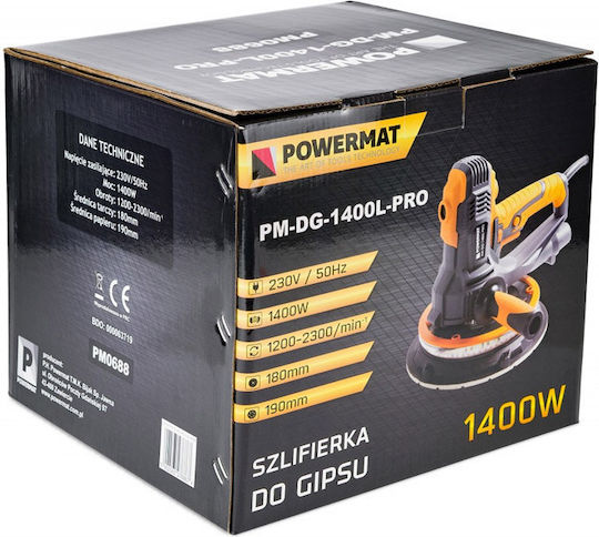 Powermat PM-DG-1400L-PRO Excentric Triveio 180mm Electrică cu control de viteză și cu sistem de aspirare