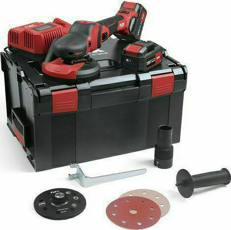 Flex SE 125 18.0-EC/5.0 Set Battery Powered Eccentric Sander 125mm Battery 18V 2x5Ah with Speed Control and with Suction System 504157