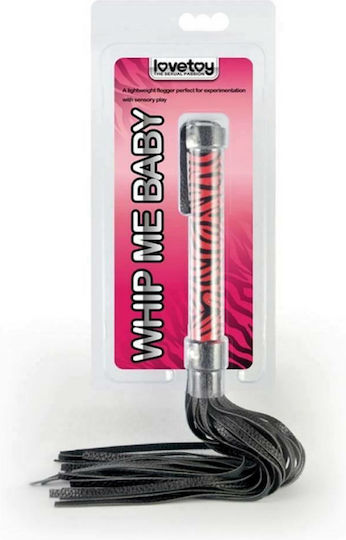 Lovetoy Whip Me Baby Leather Whip Μαστίγιο Black / Red