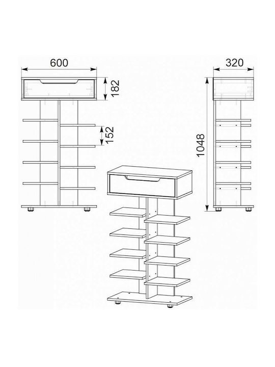 Entry Furniture with Shoe Rack Sonoma 32x60x105cm