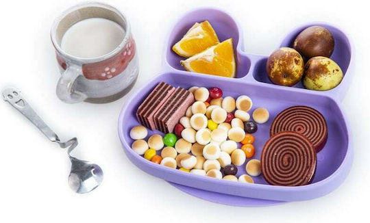 Baby Wise Baby Food Plate Bunny made of Silicone Purple