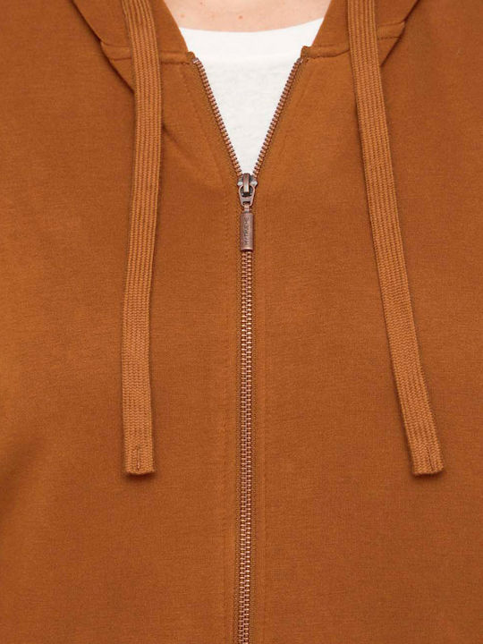 Γυναικεία Ζακέτα Φούτερ με Κουκούλα Amber Brown